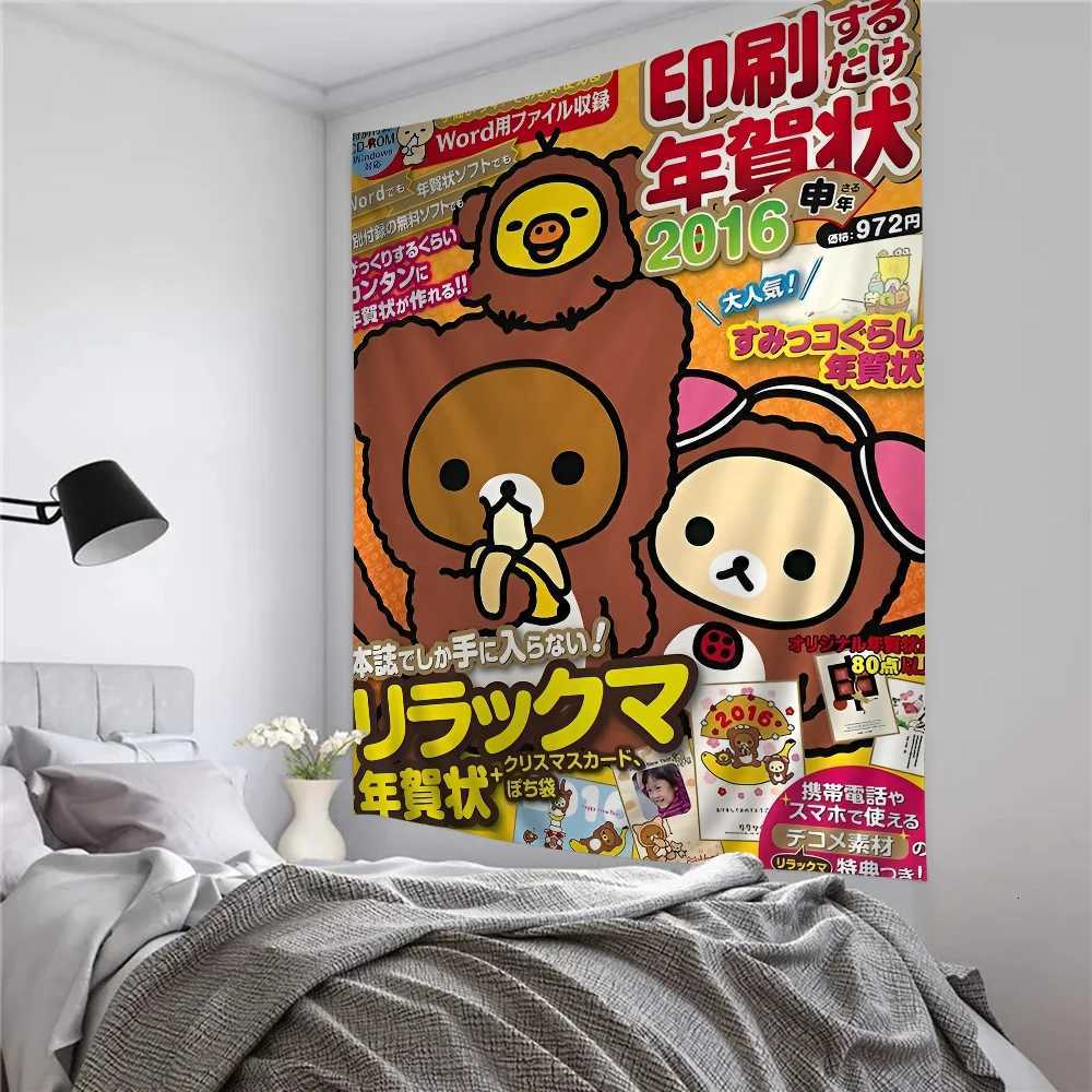 Japan Anime Cute Cartoon Rilakkuma Bohemian Tapestry Cheap Hippie Wall Hanging Bohemian Wall Tapestries Hanging Home DecorM251125
