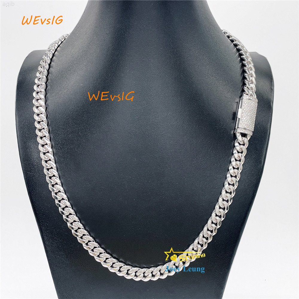 Mens Necklace 8mm 10mm 12mm 13mm Vvs Moissanite Diamond Clasp Solid 925 Silver Iced Out Miami Cuban Link Chain Hip Hop Jewelry