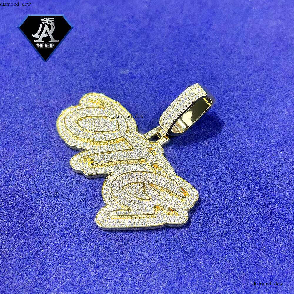 Hip Hop Jewelry Pass Tester Cold Ice Out Letter Big D Color VVS Silicon Stone Pendant Thick Chain Men