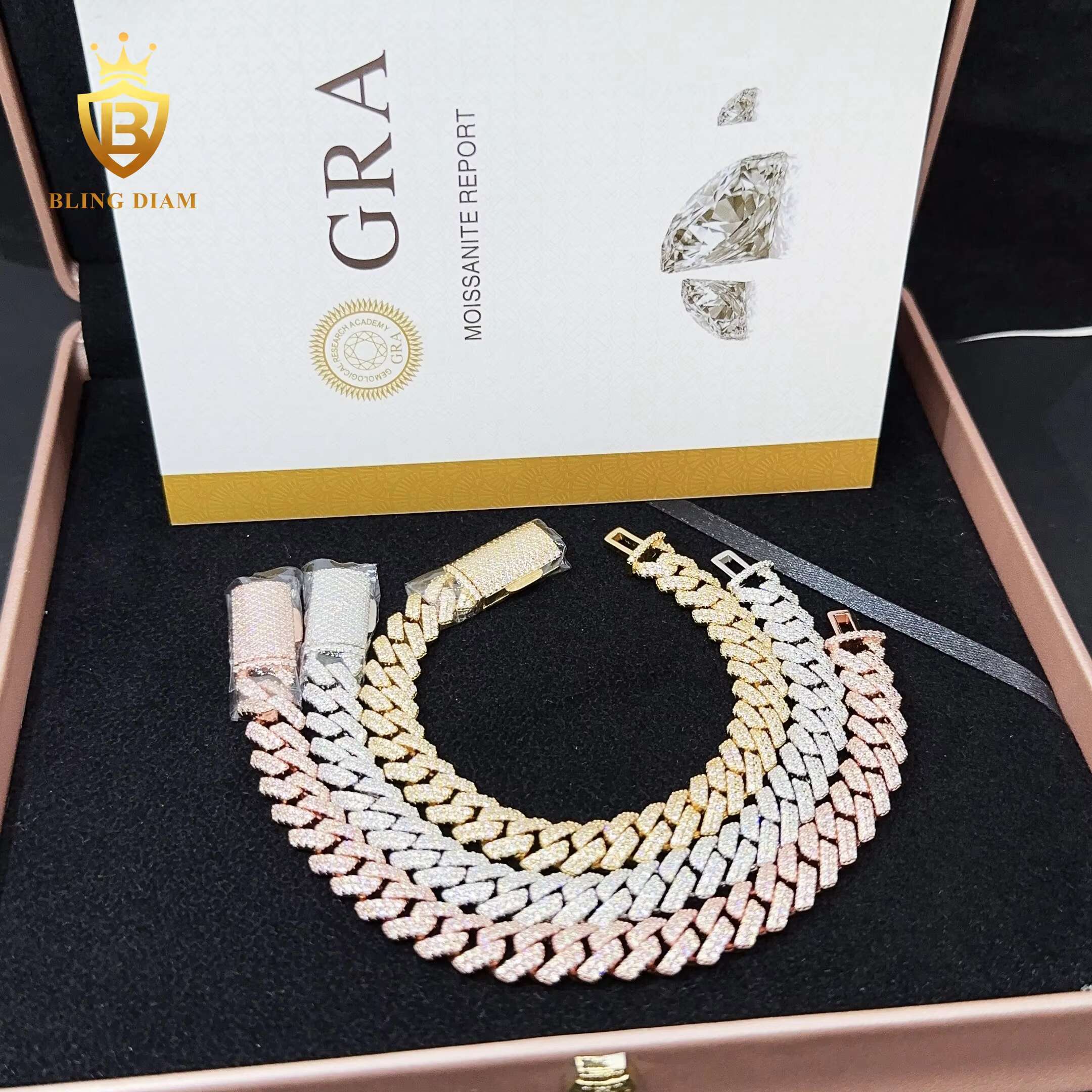 New Arrival Stock 10mm Hiphop Bracelet for Women Vvs 925 Sterling Silver Moissanite Diamond Cuban Chain Bracelet