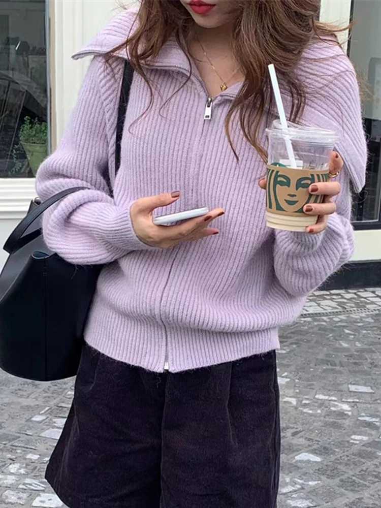 Women Autumn Winter Long Sleeve Sweater Coat Office Lady Casual Slim Knit Tops New Fashion Zipper Knitted CardiganT251125