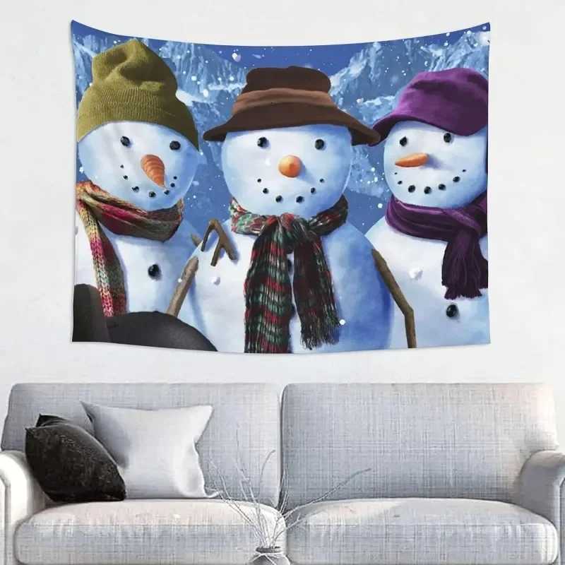 Funny Snowman Printed Winter Theme Tapestry Aesthetic Funny Wide Wall Hanging for Bedroom Living Room Dorm Home DecorationM251125