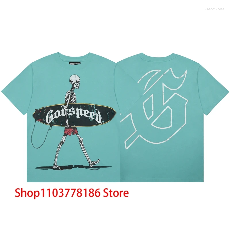 Men's T Shirts 2025 T-shirt Women's High Street Loose Casual Wash Water Retro Skull Print Short Sleeve Top Tee