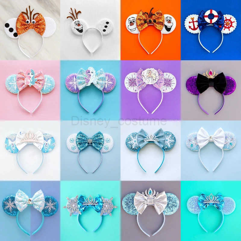 Disney Lilo Stitch Girls Headbands Green sequins Bow Headbands Childrens Cartoon Leaf Hair Accessories Womens Sewing Headbands X250425