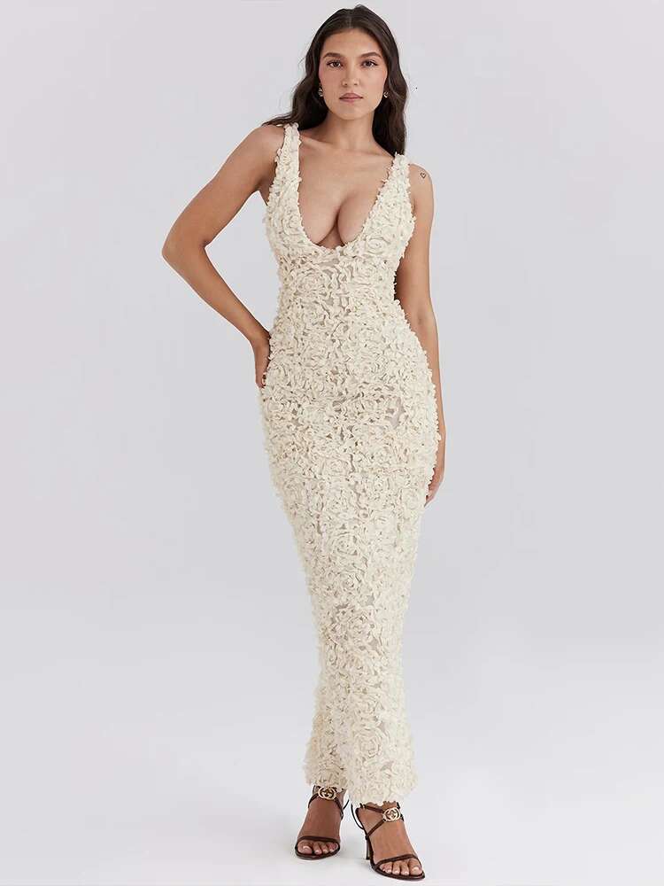 Dongdumaoyi Townlike Floral Slim Bodycon Maxi Long Dress Women Spaghetti Strap Summer Backless Nightclub Sexy Party Dresses