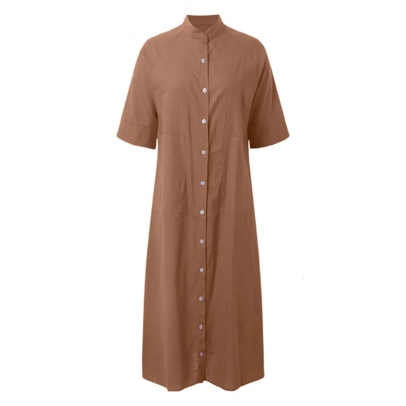 Dongdumaoyi New Women Casual Shirt Dress Short Sleeve Button Loose Dresses For Female Fashion Office Elegant Robe Femme Summer