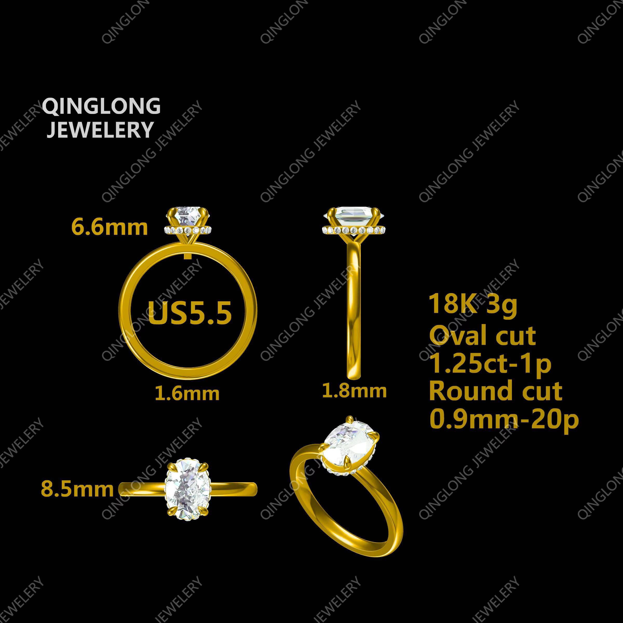 05ct 1ct 15ct 2ct Lab Grown Oval Cut Diamond 18K 14K Real Gold Jewelry Engagement Wedding Ring for Women