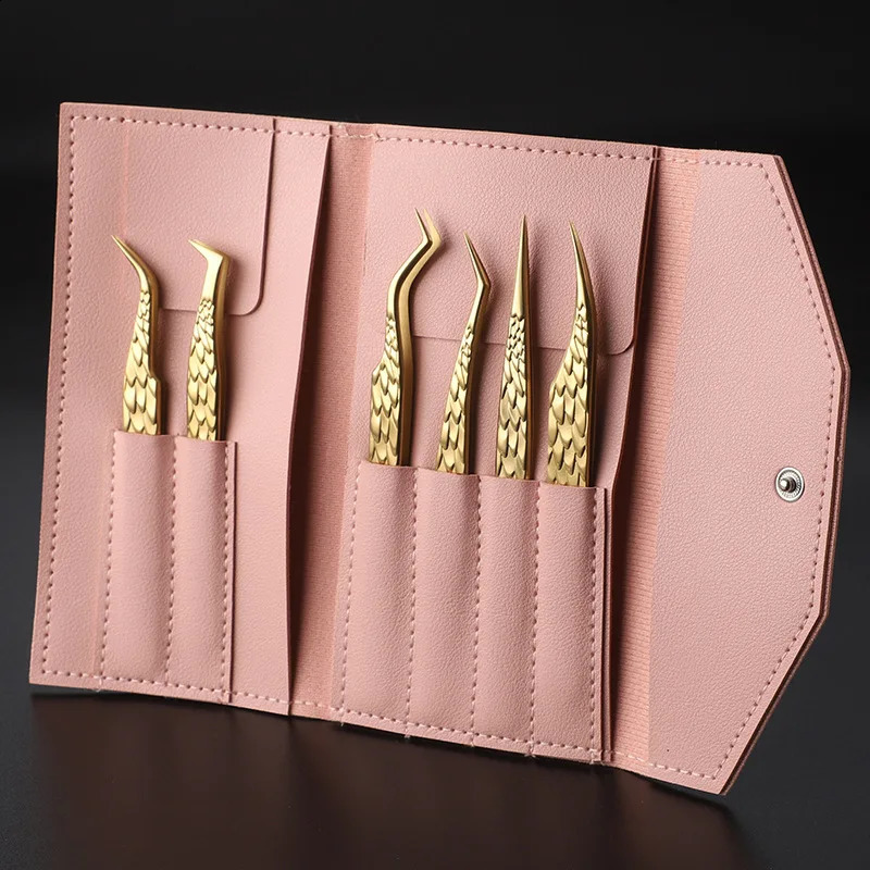 6pcs False Eyelash Tweezers Anti-slip Eyelash Extension Tweezers Stainless Steel Fiber Tip Lashes Precision Tweezer Makeup Tools 250422