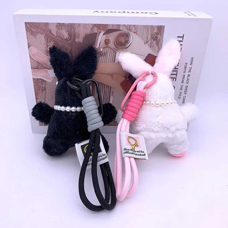 15cm Cartoon Black Rabbit Pendant Plush Doll Animal Rabbit Love Eyes Keychain Backpack Pendant Car Hanging for Girl Women GiftsXJ251125