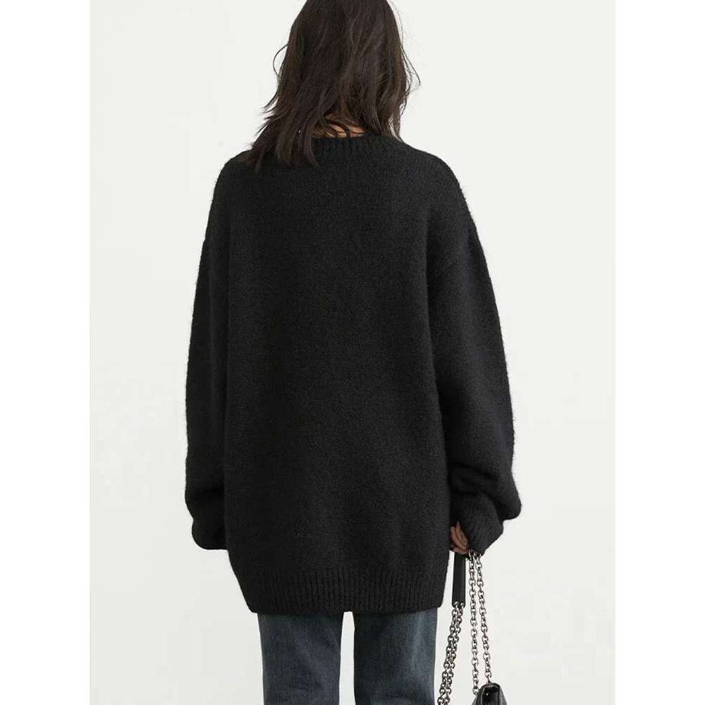 CHIC VEN Women Sweaters Solid Loose Pullovers New V-Neck Knitwear Knitted Jumpers Female Top Fashion Woman Autumn Winter 2024