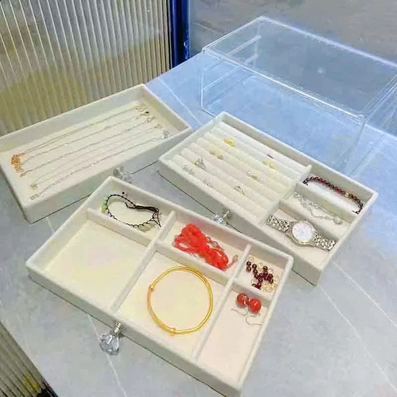 Jewelry Box Organizer Acrylic Velvet with 3 Drawers Stackable Display Earrings Necklace Bracelets Box Holder Case for Women 250424