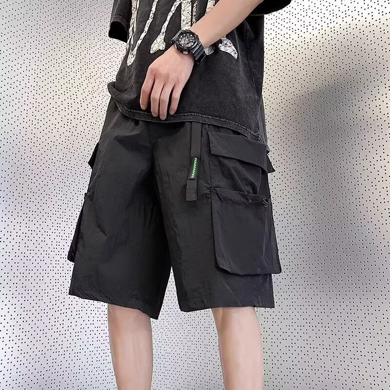 Workwear shorts for men's summer oversized American high street trendy brand functional thin quick drying wide leg casual five part pants