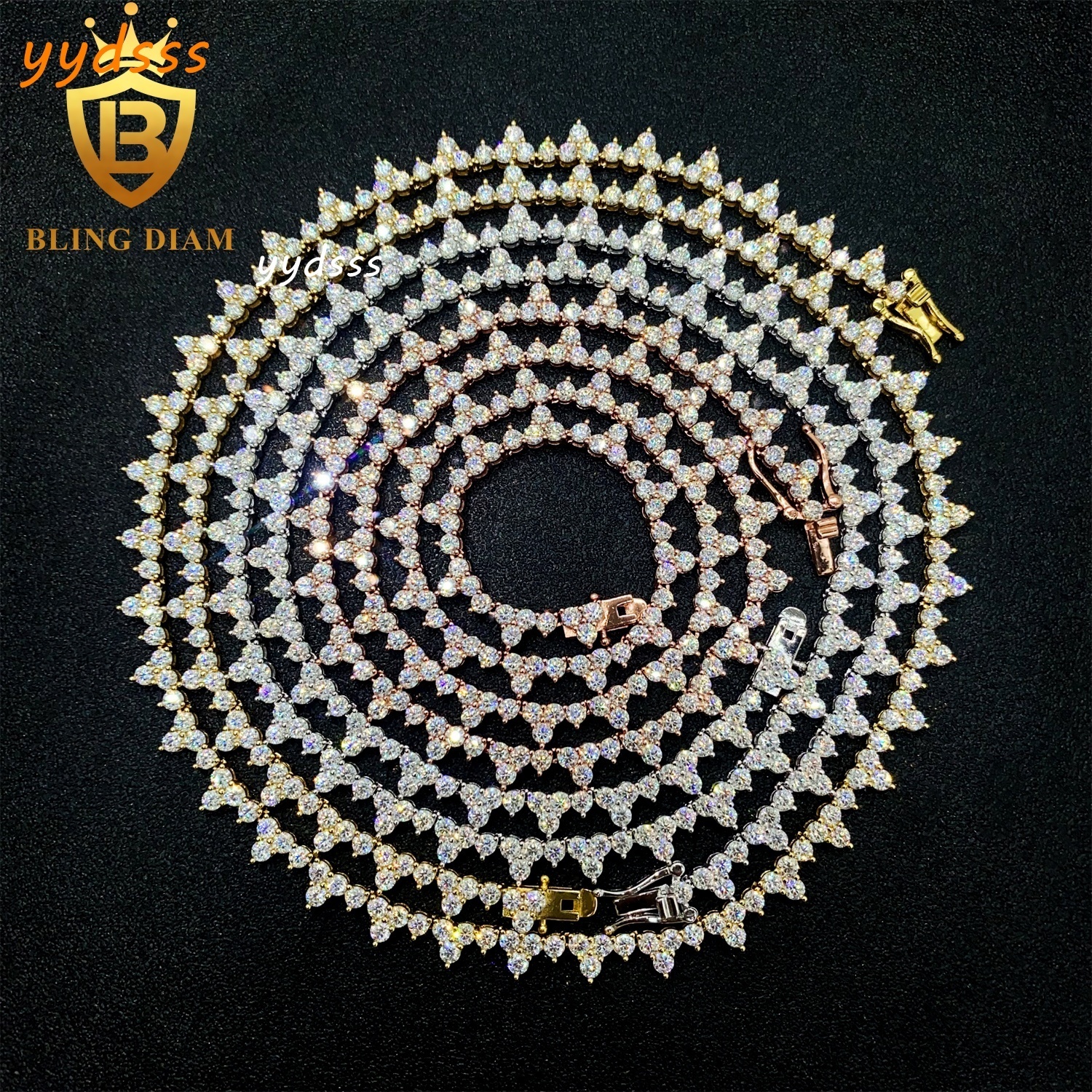 Factory Pass Diamond Tester 2.5mm Custom Necklace 925 Silver Vvs Moissanite Hip Hop Iced Out Tennis Link Chain
