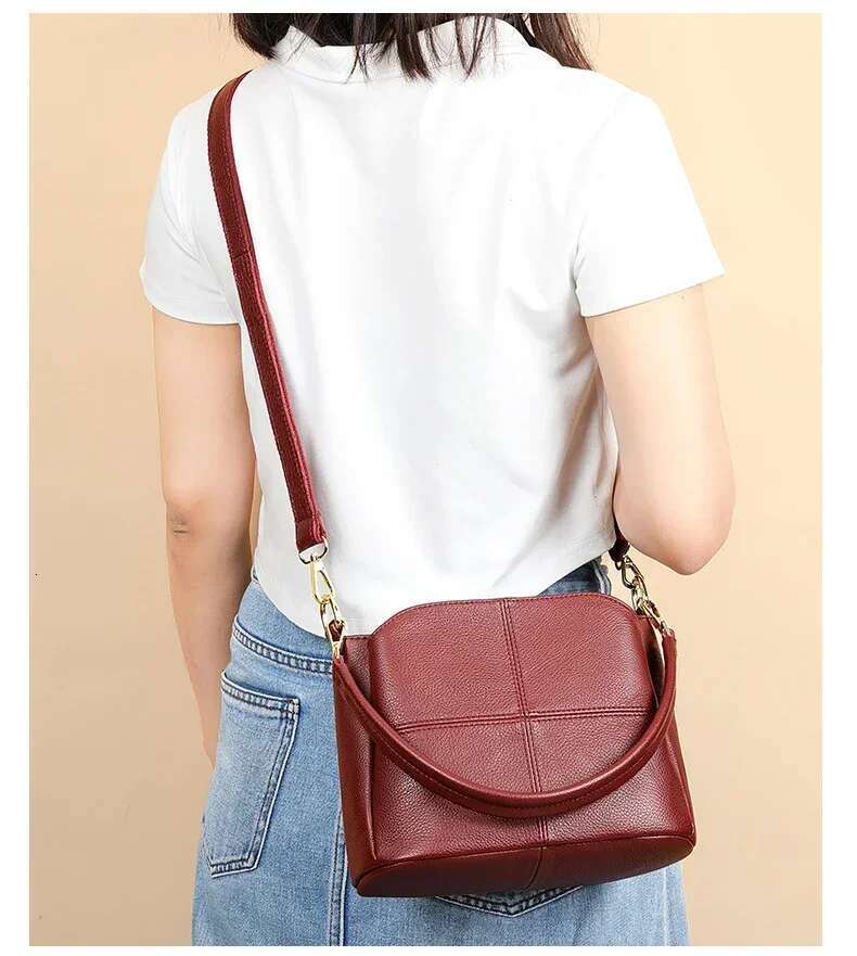 Genuine Leather Women Underarm Versatile Shoulder Handbag Cowhide Female Crossbody Bag