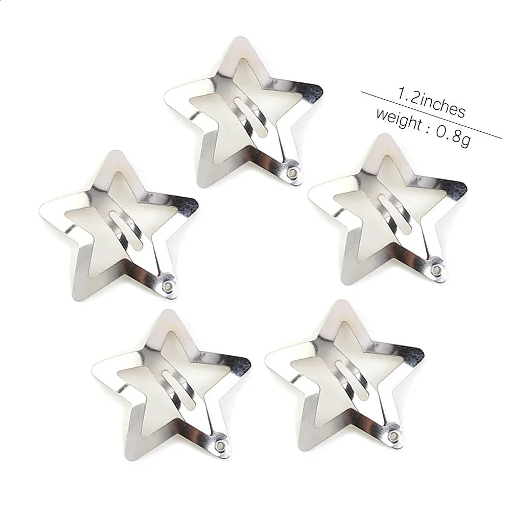 210 silver star Y2K BB hair clips for women Grils cute metal side bucket clip headwear 250417