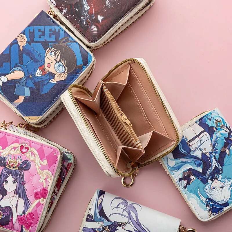 Japanese Anime Series Short PU Teenagers Simple Fashion Coin Purse Cartoon Wallet Explosions Bank Card Bag