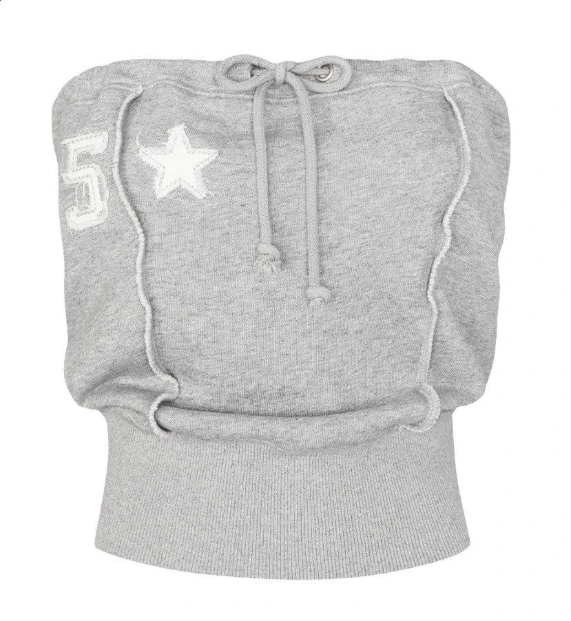 Y2k Summer Sportswear Set Womens Hip Hop Pattern Embroidered Strapless Top Harajuku Retro Casual Sexy Weight Loss Sweatshirt 250422