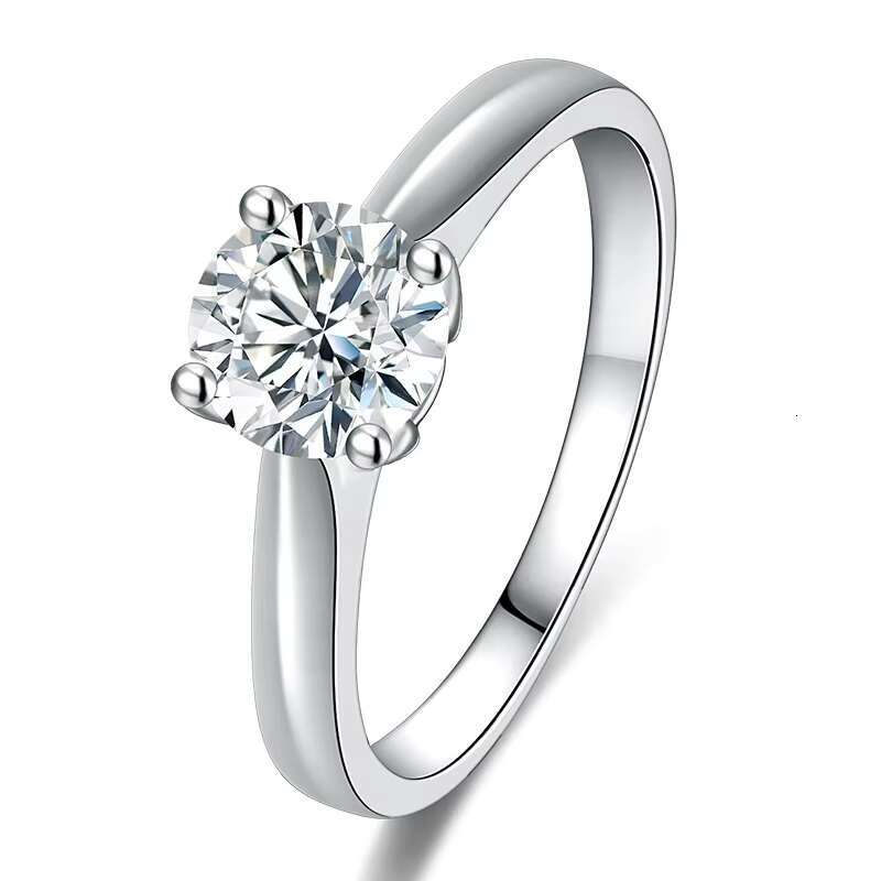 Classic 50 Cents Natural Real 925 Silver Moissanite Diamond GRA Certificate S925 Sterling Silver Engagement Wedding Women Ring