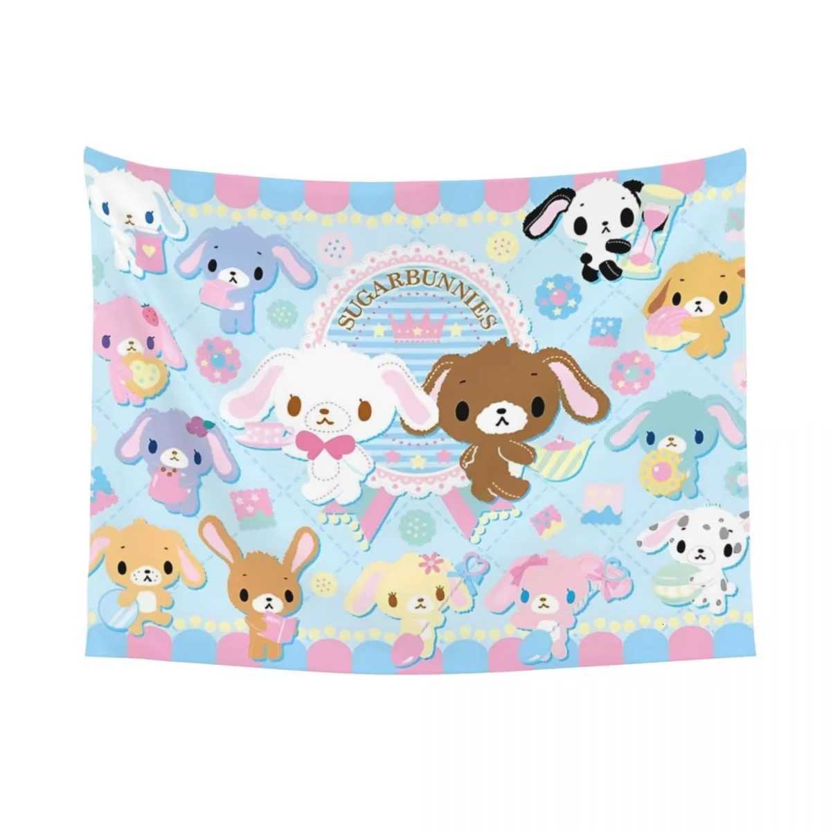 S-Sugarbunnies Anime Print Large Tapestry Wall Hanging Hippie Wall Tapestry Kawaii Cartoon Decor Living Room Bedroom Home DecorM251125
