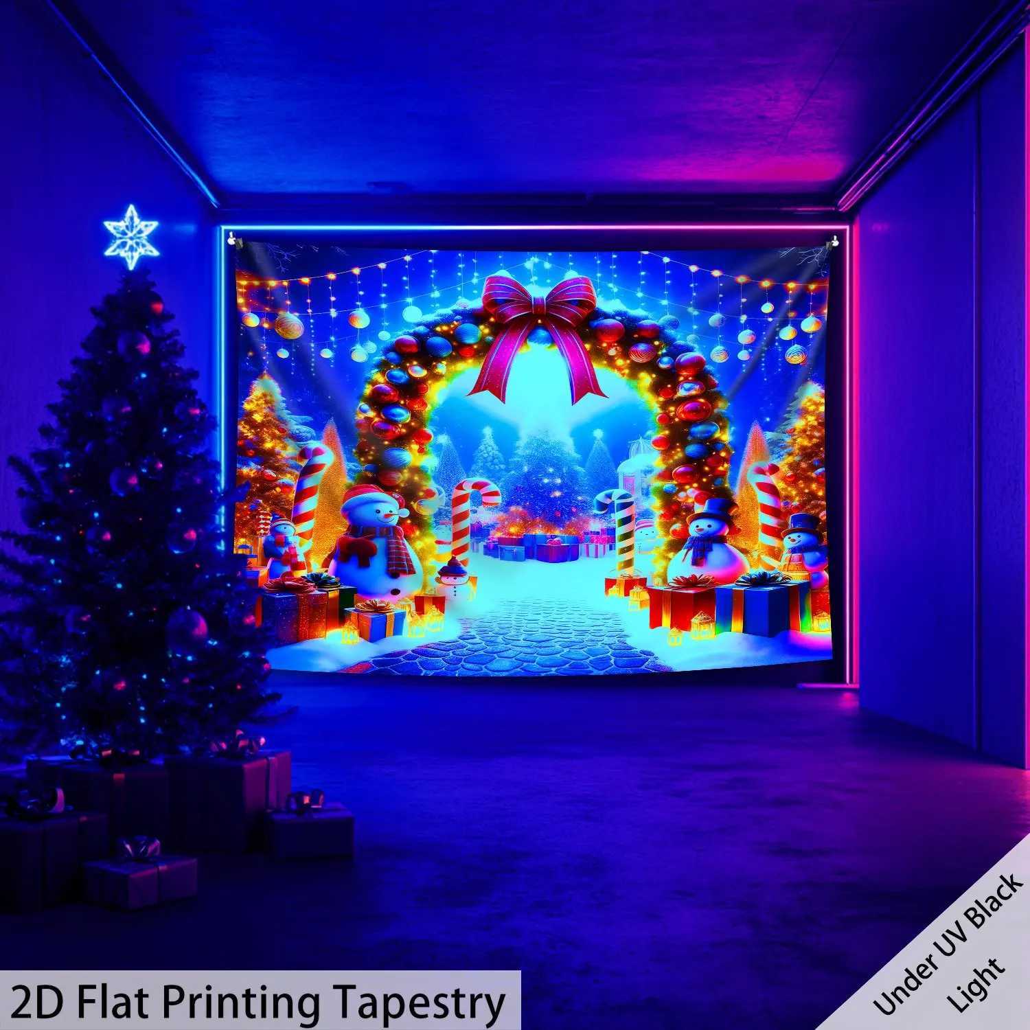 VIKAMA Christmas Tapestry Archway Snowman Colorful Ball Living Room Party Backdrop Wall Hanging Room DecorM251125