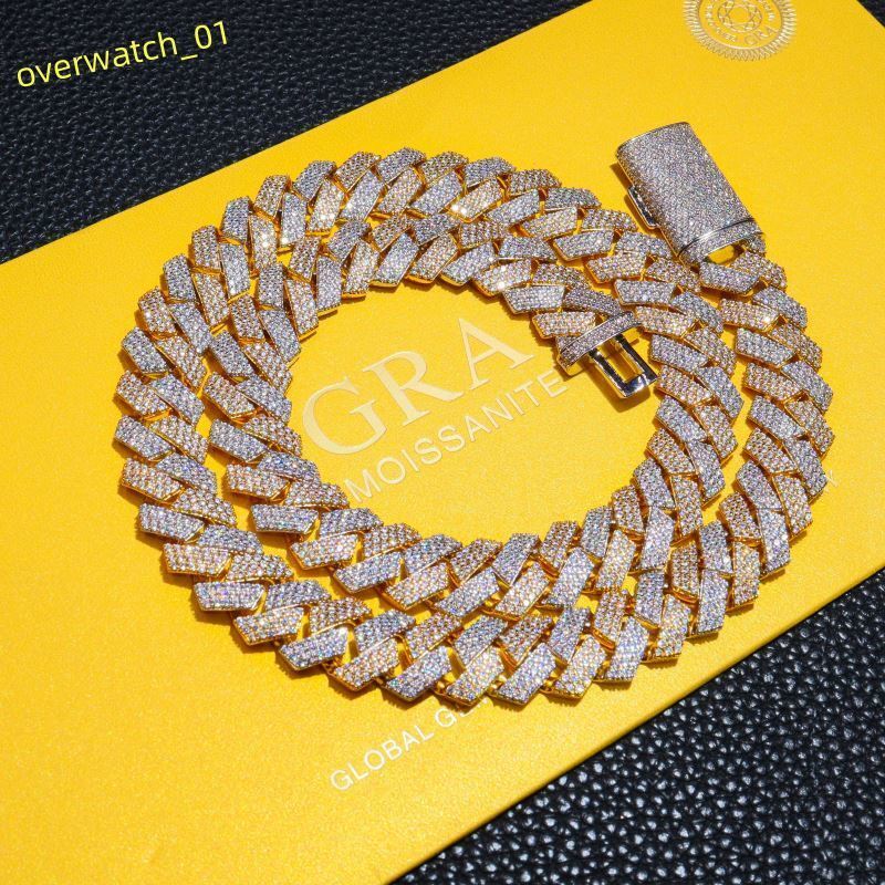 In Stock Drop Shipping Silver 925 Men Rose Gold Solid Heavy Thick 13MM Iced Out Diamond VVS D Color Moissanite Cuban Chain