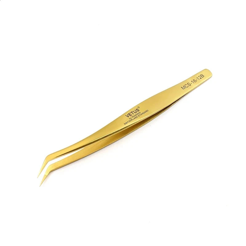 VETUS Colorful Ultra-Rigid Curved Stainless Steel Eyelash Extension Tweezers Anti-Static Lashes Tweezers for Beauty Watch Tools 250422