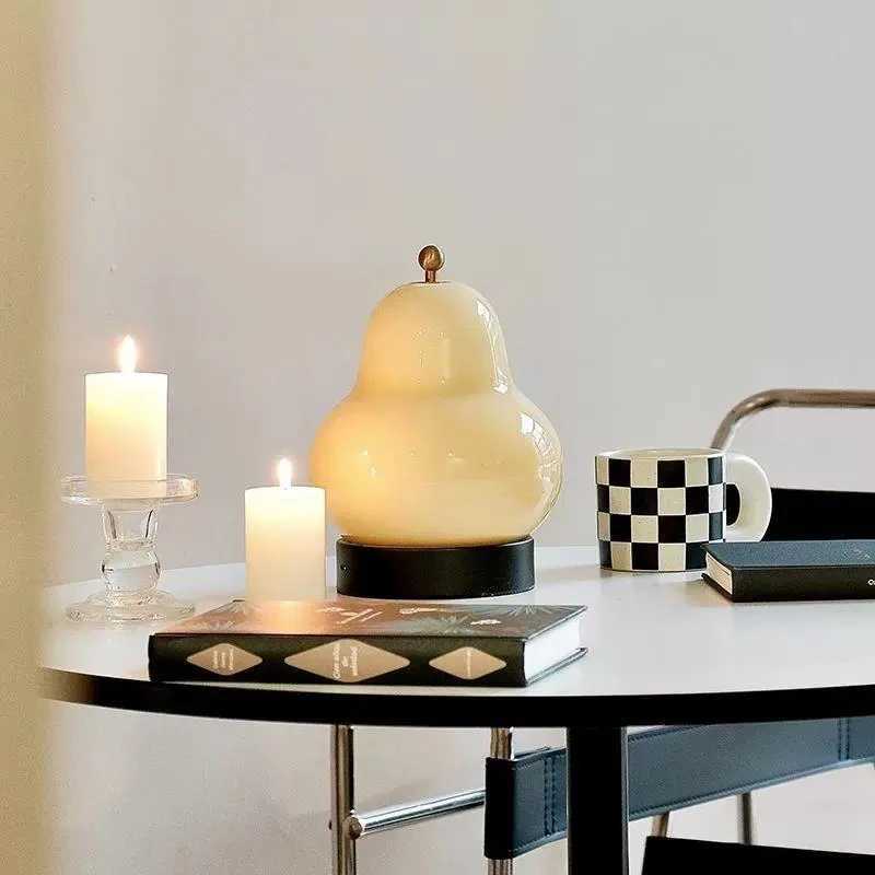 Vintage French Pear-Shaped Cream Touch-Activated Portable Ambient Night Light with Charging - For Bedroom Bedside Study C251125