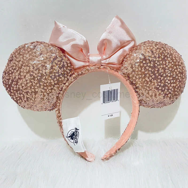 Disney Rose Gold Glitter Adult Headband Mickey PP Cotton Headband Minnie Bow Earrings X250425