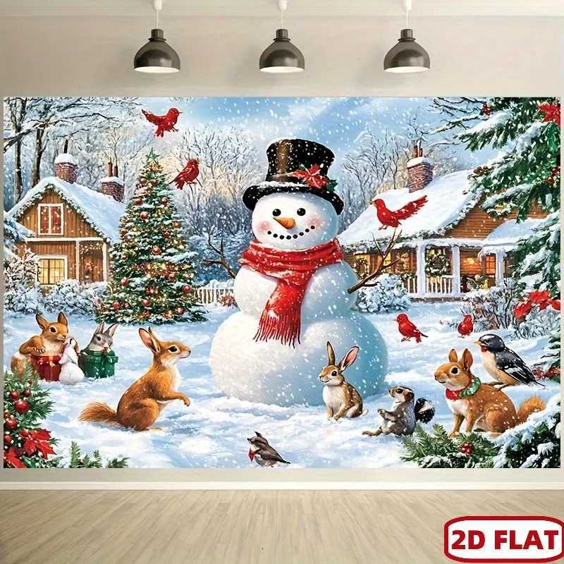 1pcs Winter Wonderland Christmas Backdrop Banner Indoor/Outdoor Decor for Christmas Birthday Wedding Photo BoothWinter PartyDecoM251125