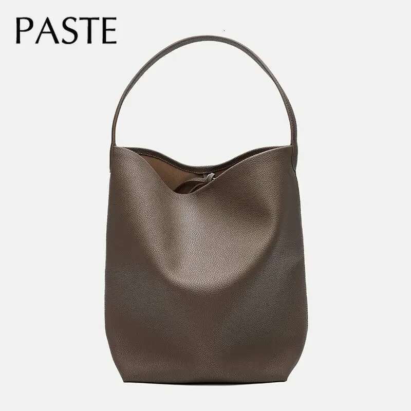 Designer Bag 100% Soft Shoulder Female Big Natural Real Cow Women Leather Handbags Bucket Ladies Tote Hand Bags Grey