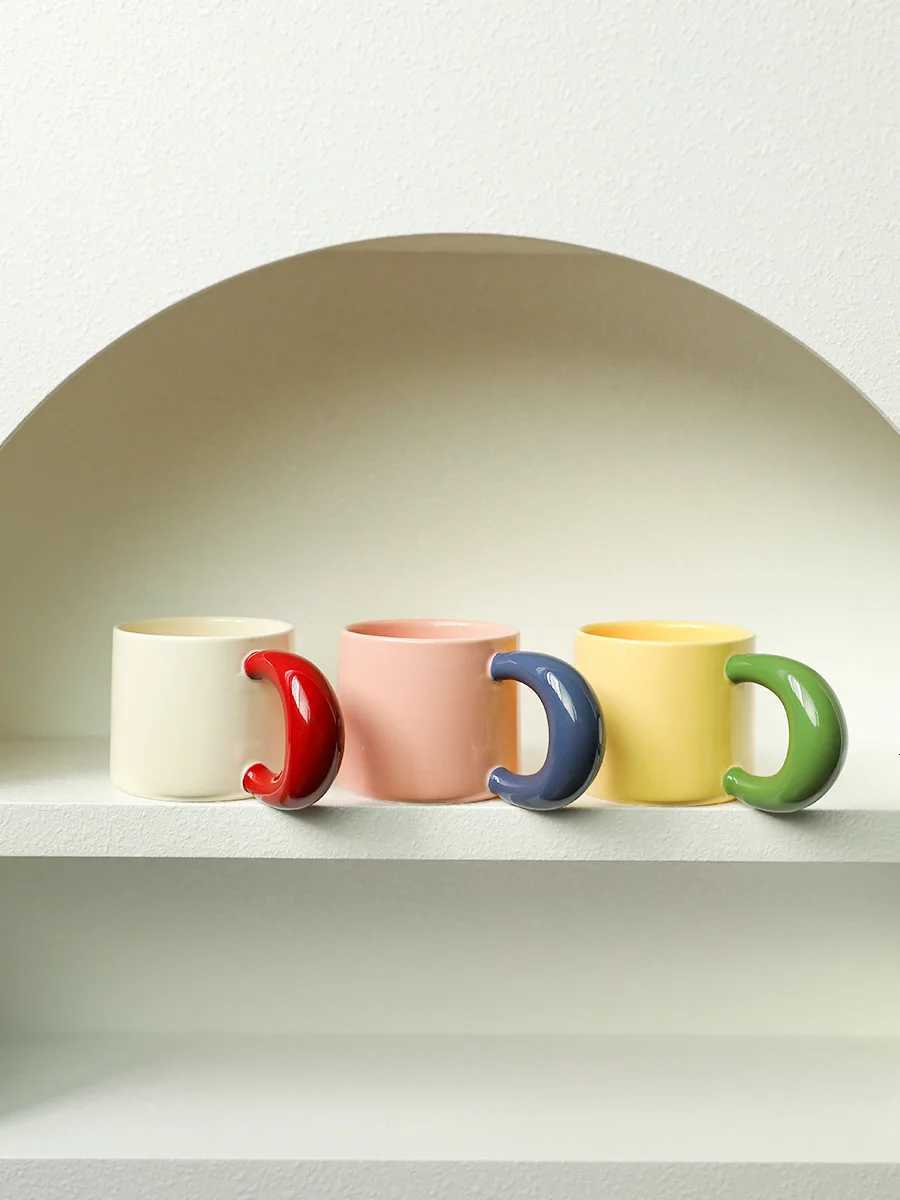 Simple High Quty Ceramic Breakfast Mugs Daily Household Large Capicity Coffee Cups Ins Style Restaurant Afternoon Tea Cups Y251125