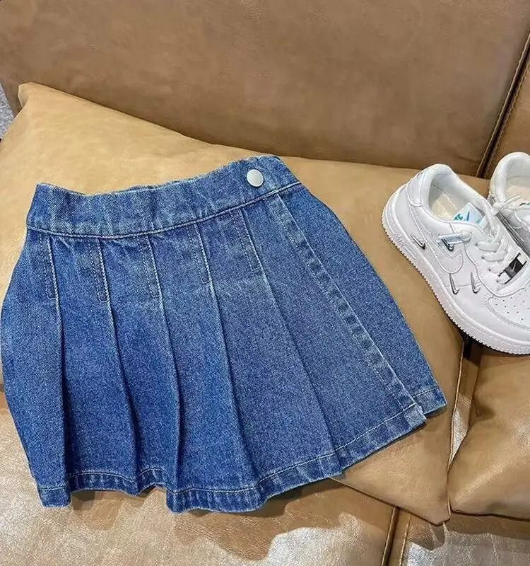 Girl denim skirt retro girl pleated skirt summer teenage vacation two childrens skirt and shorts girl 250424