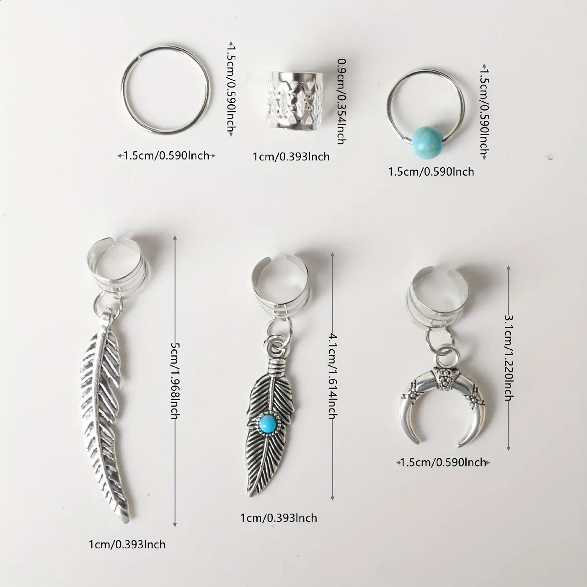 31 pieces of turquoise pendant Dreadlock woven hair beads rings hippie style accessories local jewelry 250417