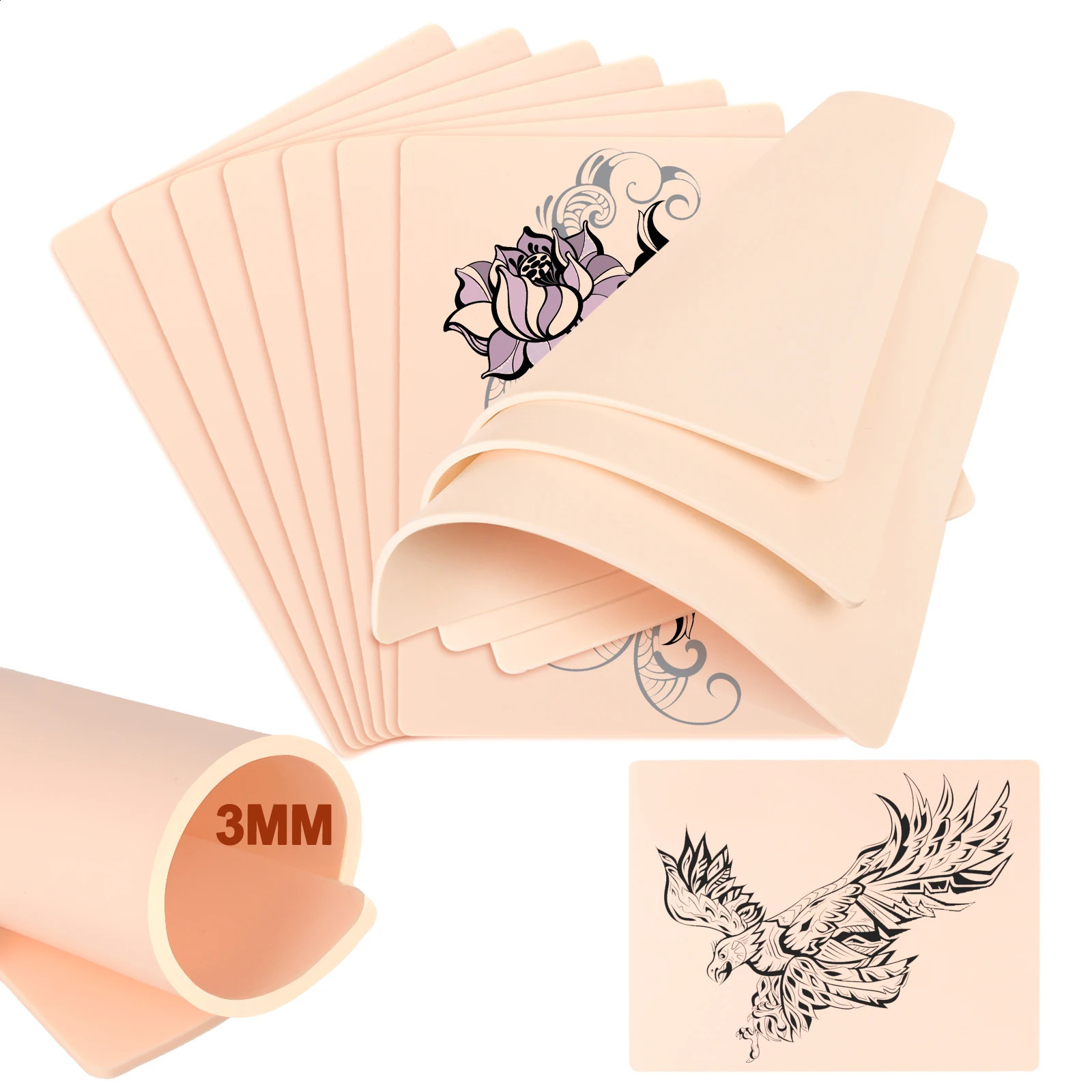 M Thick Tattoo Practice Skin Blank Double Sides Big Size Tattoo Practice Fake Skin for Permanent Makeup 250422