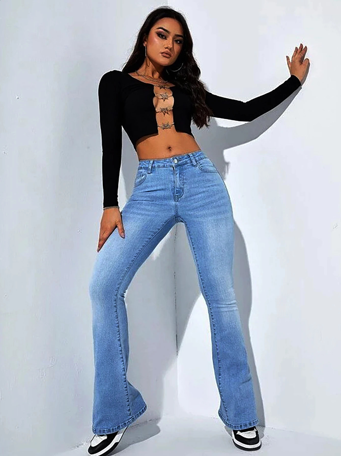 Womens micro La jeans with high waist comfortable stretch and allaround competition 250417