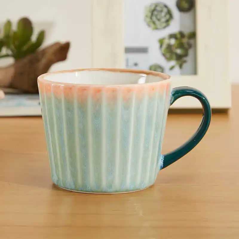 350ml Retro Creativity Light Blue Mug Home Ceramic Microwave Splicing Color Coffee Cup Home Deep Blue Drinking Mugs Personzed Y251125