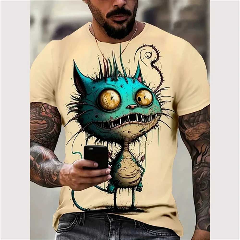 New summer mens retro T-shirt 3D printed funny graphic top mens casual short sleeved clothing fashionable street clothing W250425