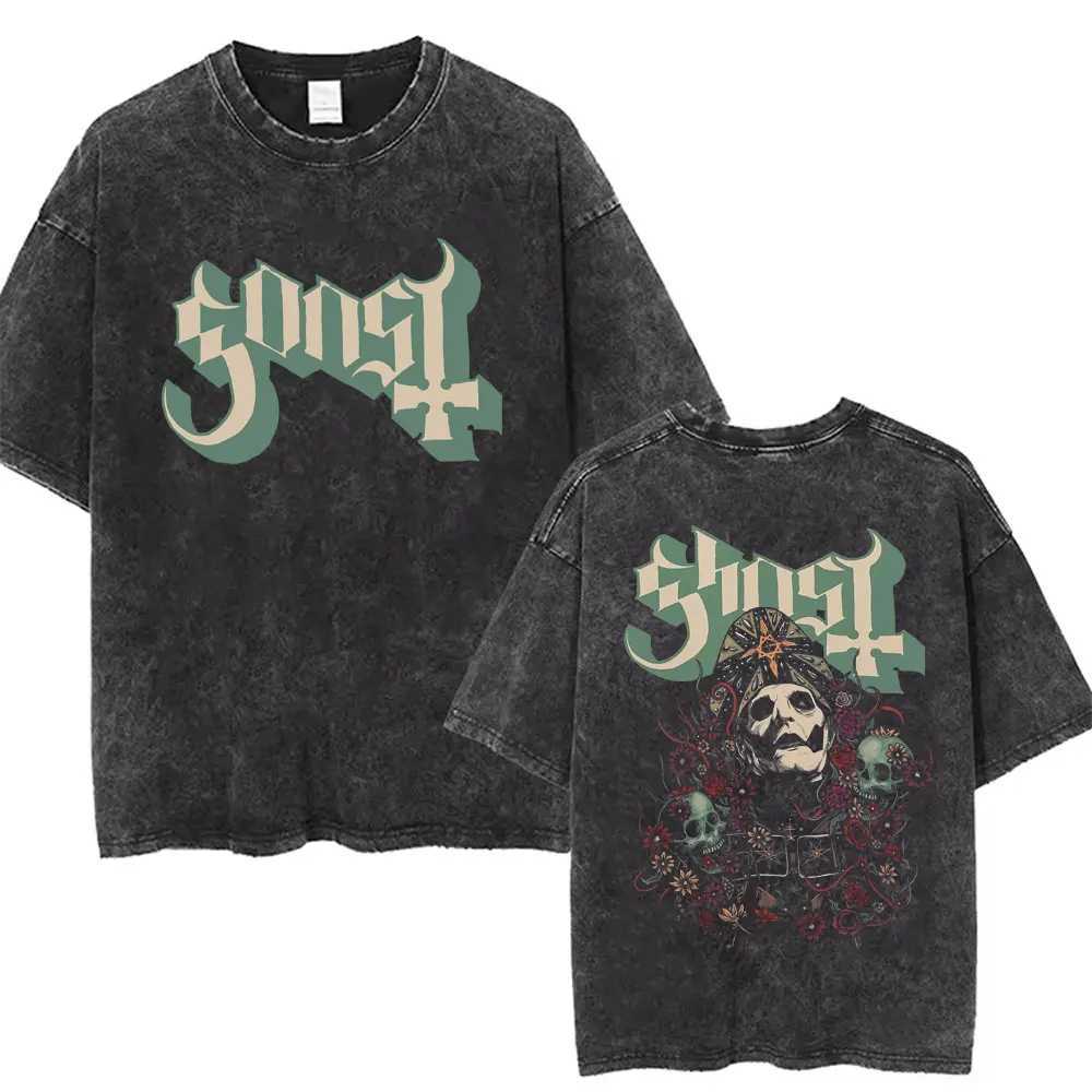 Washed Vintage Rat Parent Funny Meme Artwork Band Ghost T-shirt Mens Classic Metal Rock T-shirt Mens Fashion Oversized T-shirt W250425