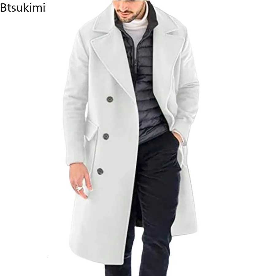 2026 Mens Loose Double Breasted Overcoats Autumn Winter Retro Long Sleeve Lapel Pocket Woolen Coats Fashion Warm Cardigans MaleT251125
