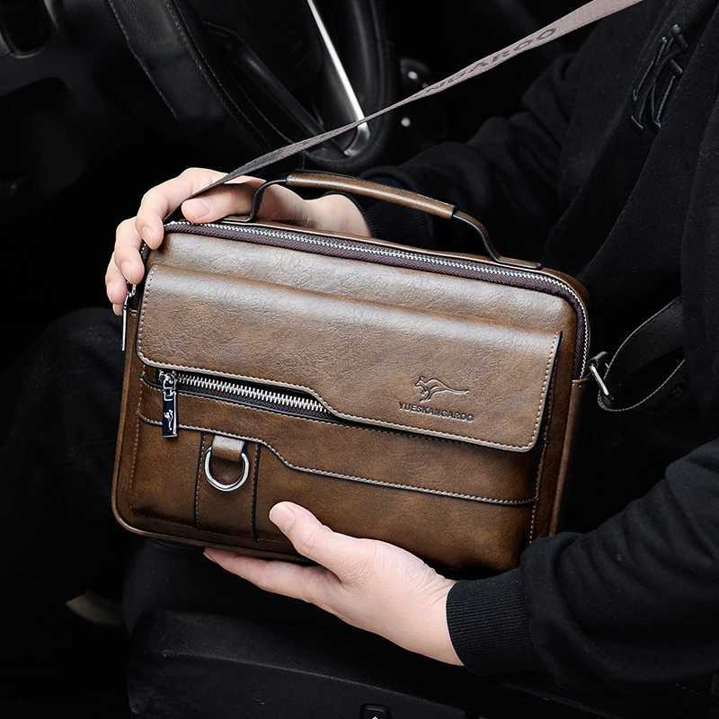 MenS Messenger Shoulder Briefcase Business Square Tote PU Leather Cross Handbag Crossbody Square Side Phone Pouch Hand Bag MaleT251125
