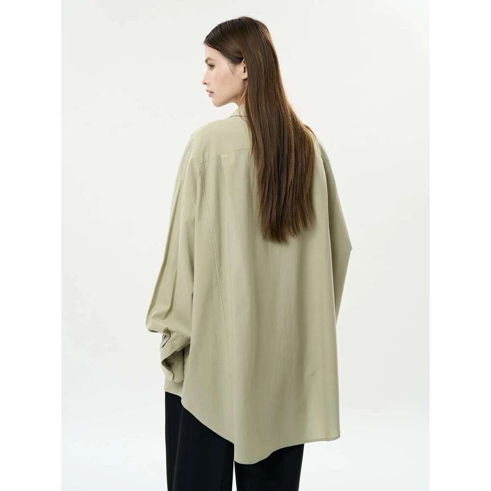 Spring And Autumn Women's Casual Solid Color Collar Long Sleeve Loose Shirt