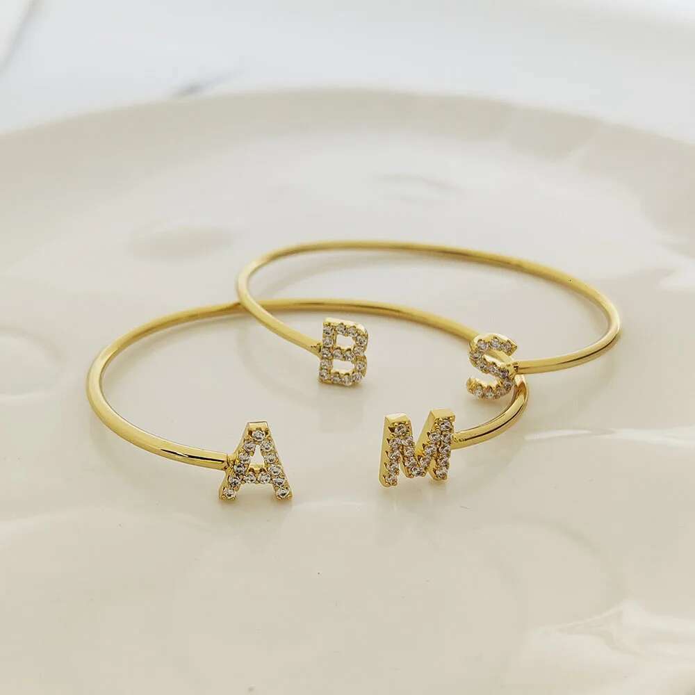 AI Zircon Bangles Personality Name Words Letters Custom Bracelet & Bangle Women Jewelry