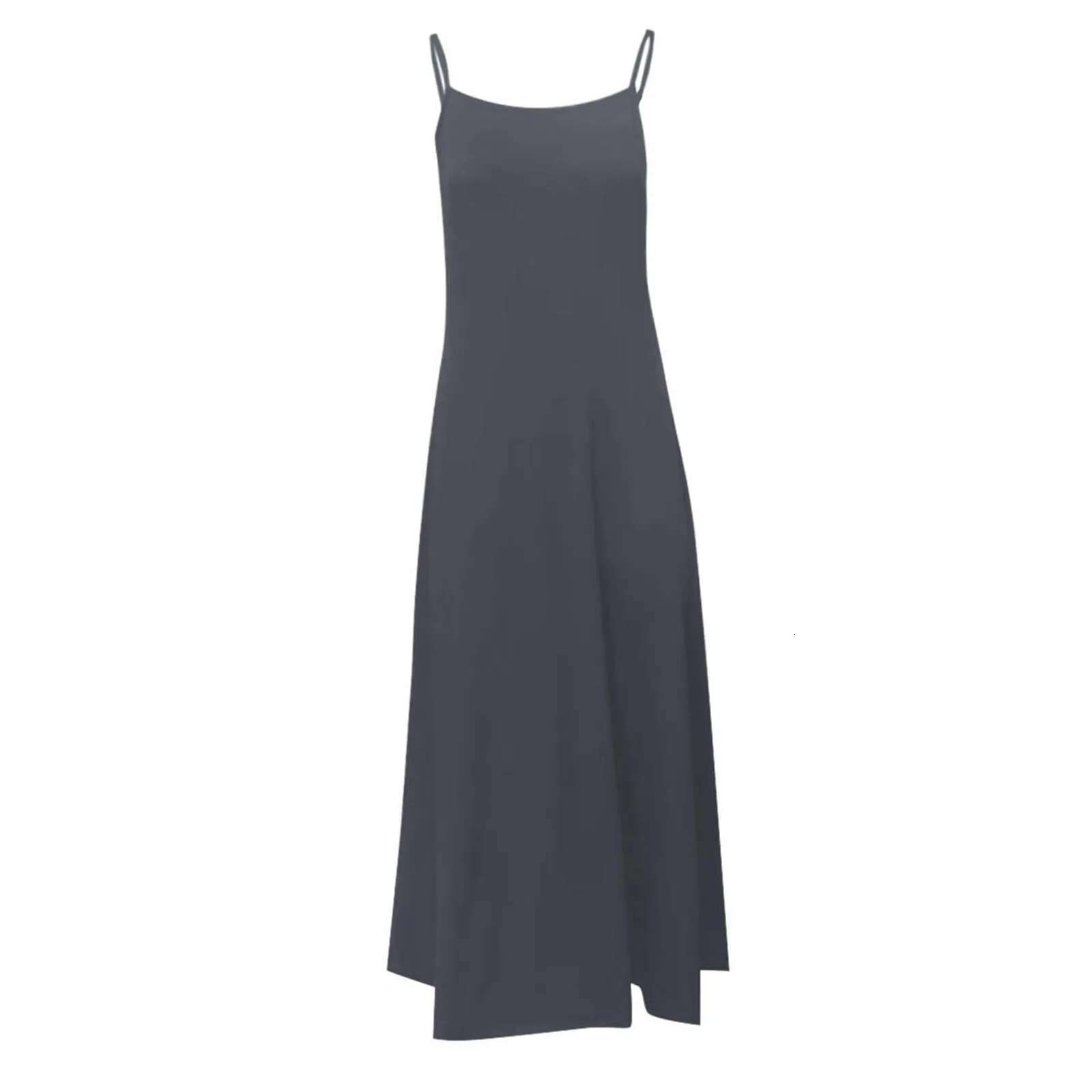 Dongdumaoyi Y K Sexy Spaghetti Strap Dress Women Casual Slim Gray Long Beach Dresses Female Solid Elegant Sleeveless Sundress