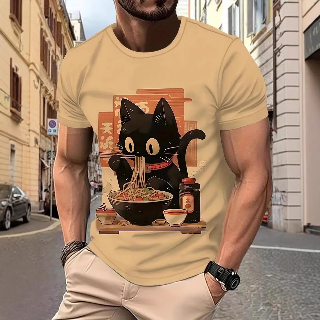 Fashion Designer Short Sleeve 3D Digital Printing Cartoon Animal Printed T-shirt Summer Round Neck Men's Top