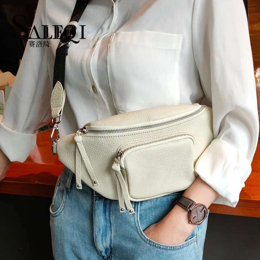 Genuine Leather Shoulder Crossbody Black Waist Designer Fashion Small Advanced Sense Instagram Trendy Chest Bag