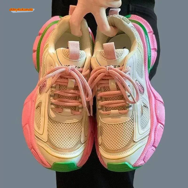 Dad Women's 2025 New Spring and Autumn Fried Street Thick-soled Heightened Versatile Small Casual Sports Shoes ddmykukumalu
