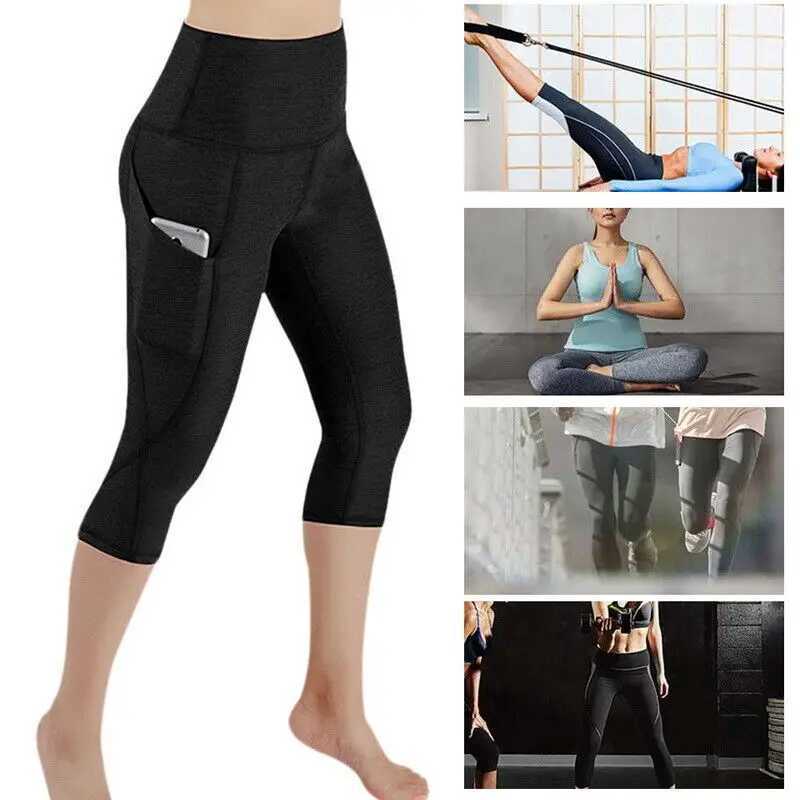 New high waisted leg pockets fitness bottom running pants suitable for womens quick drying exercise Trouser workout yoga pants 2024C250425