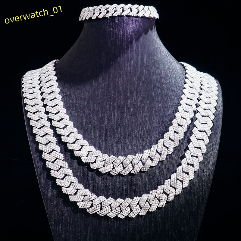 Moissanite Diamond Miami Cuban Link Chain 6~15mm White Gold Real 14K Rose Gold Necklace Bracelet 925 Silver Plated