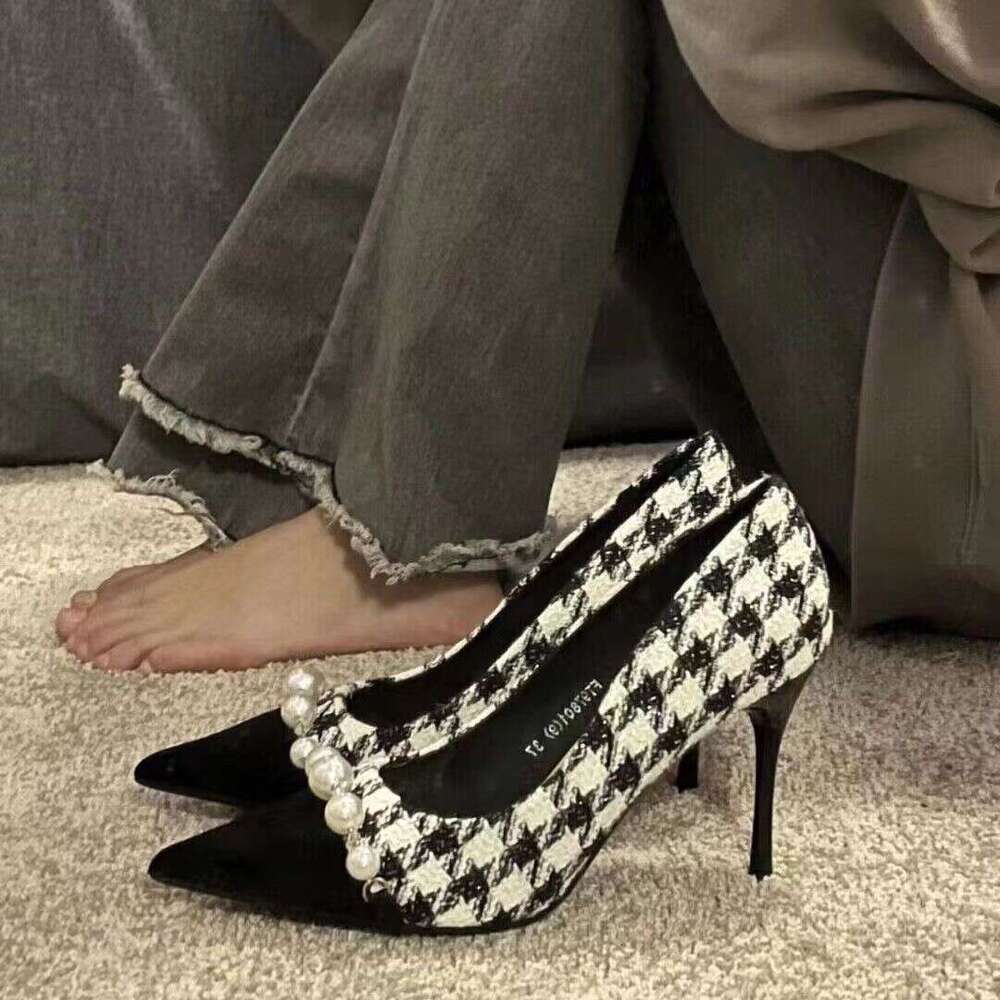 Xiaoxiangfeng High Heels 2024 New Autumn Pointed French Single Shoes with a Thousand Bird Style, Elegant Ladies' Fine Heels, Large Size