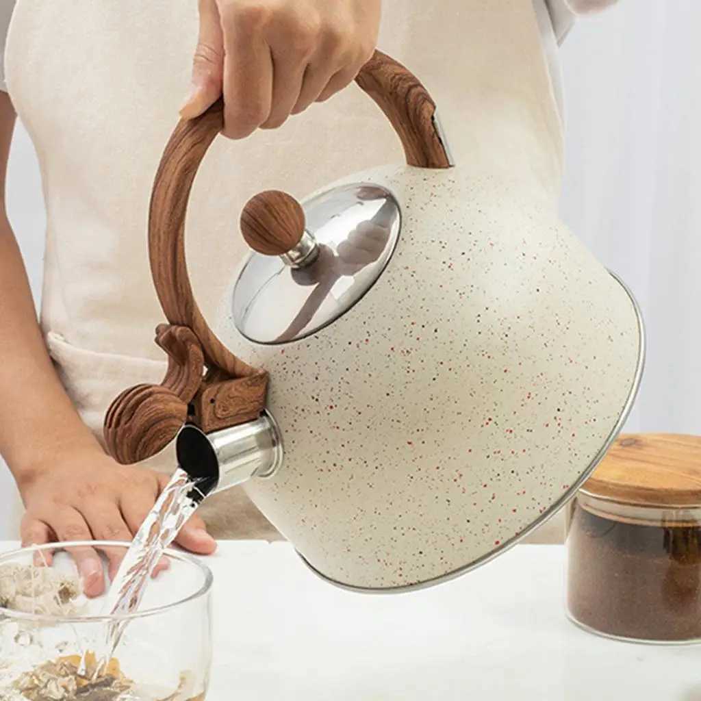 25L Stainless Steel Whistling Tea Kettle Stovetop Teapot with Heat-Proof Handle for GasInduction Flat Bottomed Sounding Kettle C251125